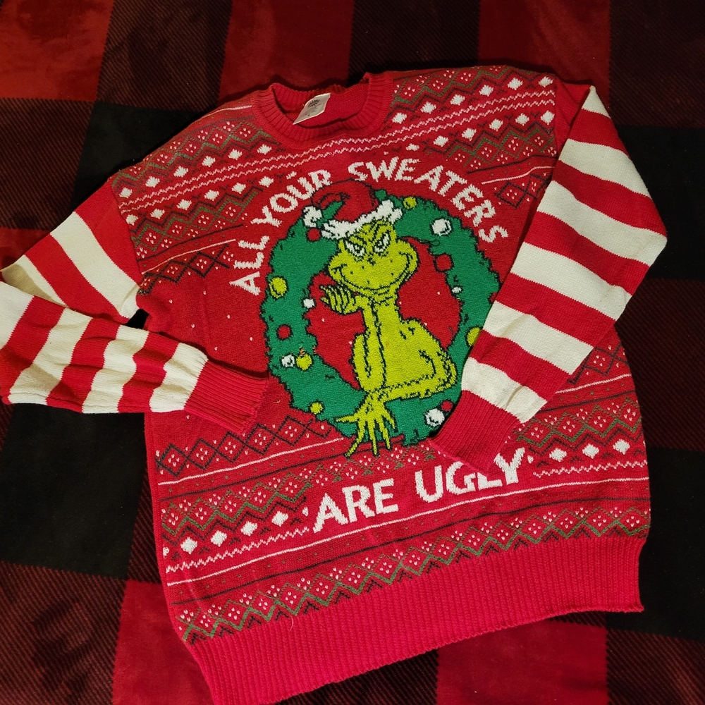 Red and White Grinch Ugly Christmas Sweater